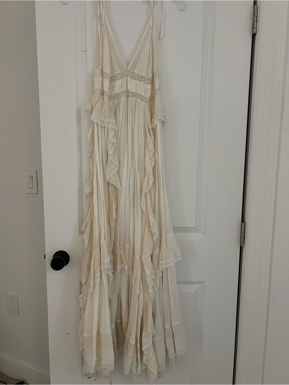 Ulla Johnson Cream Ruffled Boho Maxi Dress